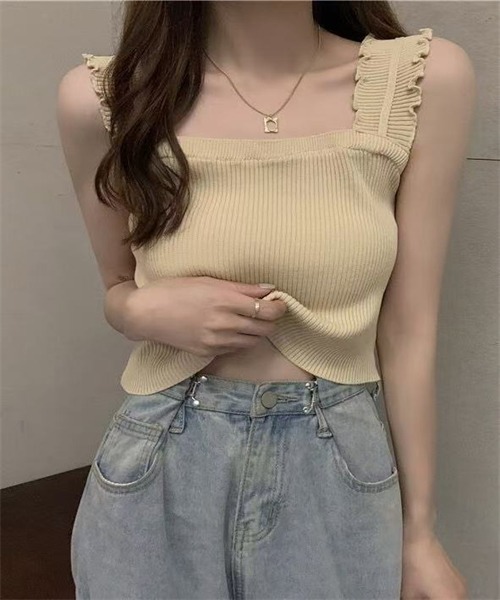 FREE STYLISTS(フリー スタイリスト)の「ノースリーブ リブニットタンクトップ(タンクトップ・レディース・ホワイト/ブラック/ベージュ/ブルー・FREE)」の11枚目の写真