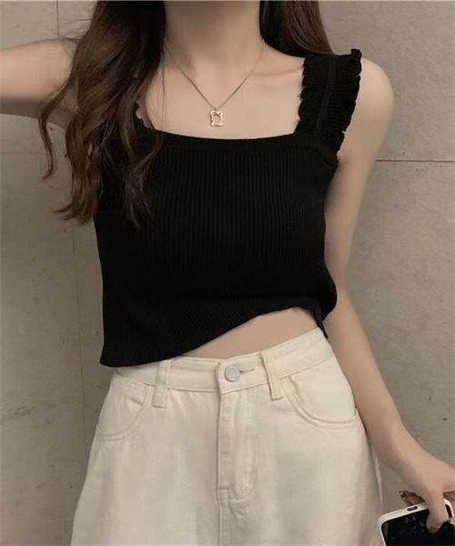 FREE STYLISTS(フリー スタイリスト)の「ノースリーブ リブニットタンクトップ(タンクトップ・レディース・ホワイト/ブラック/ベージュ/ブルー・FREE)」の8枚目の写真