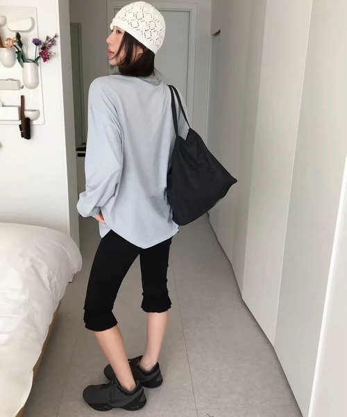 Girly Doll（ガーリードール）の「フリル付きリブスウェットミドル丈パンツ レギンスパンツ（その他パンツ・レディース・グレー/ブラック・FREE）」の12枚目の写真