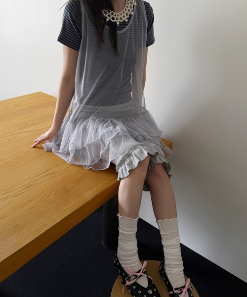 Girly Doll（ガーリードール）の「フリル付きリブスウェットミドル丈パンツ レギンスパンツ（その他パンツ・レディース・グレー/ブラック・FREE）」の18枚目の写真