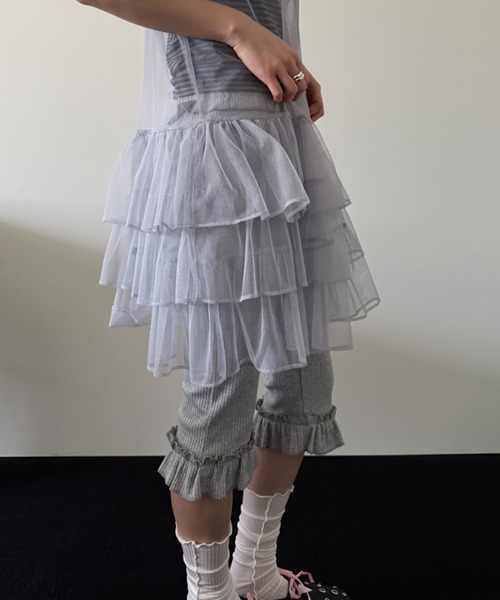 Girly Doll（ガーリードール）の「フリル付きリブスウェットミドル丈パンツ レギンスパンツ（その他パンツ・レディース・グレー/ブラック・FREE）」の21枚目の写真