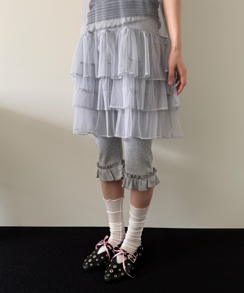 Girly Doll（ガーリードール）の「フリル付きリブスウェットミドル丈パンツ レギンスパンツ（その他パンツ・レディース・グレー/ブラック・FREE）」の22枚目の写真