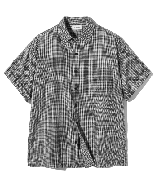 F.ILLUMINATE(フィルミネイト)の「ロールアップチェックハーフシャツ-ブラック(シャツ/ブラウス・レディース・その他・LARGE/SMALL/MEDIUM)」の1枚目の写真