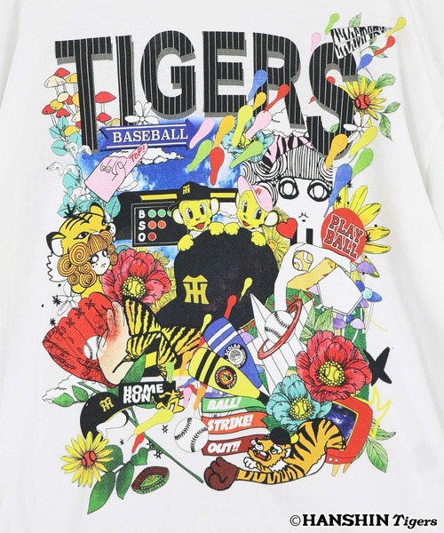 ScoLar(スカラー)の「462028:阪神タイガース×ScoLar スカラーと阪神タイガースMIXした柄Tシャツ(Tシャツ/カットソー・レディース・オフホワイト/ブラック・L/M)」の9枚目の写真