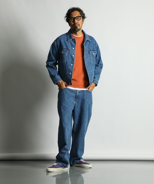 The DUFFER of ST.GEORGE(ザダファーオブセントジョージ)の「DENIM TRUCKER JACKET:セットアップ対応 デニムトラッカージャケット / Gジャン / デニムジャケット / バイオブリーチ / ユーズド加工(デニムジャケット・メンズ・インディゴブルー・SMALL/MEDIUM/LARGE/X-LARGE)」の3枚目の写真