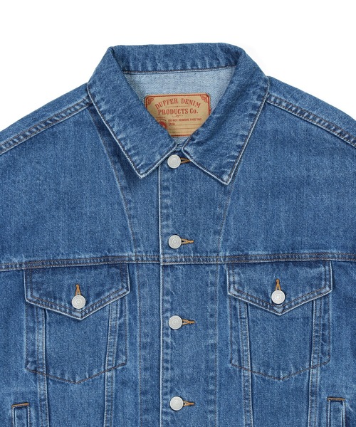 The DUFFER of ST.GEORGE(ザダファーオブセントジョージ)の「DENIM TRUCKER JACKET:セットアップ対応 デニムトラッカージャケット / Gジャン / デニムジャケット / バイオブリーチ / ユーズド加工(デニムジャケット・メンズ・インディゴブルー・SMALL/MEDIUM/LARGE/X-LARGE)」の7枚目の写真