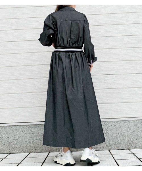 Q(キュー)の「【大ヒット商品!無地発売】リブドッキングワンピース 2026秋冬 新色 秋色(ワンピース・レディース・チャコールグレー/オリーブ・MEDIUM)」の11枚目の写真