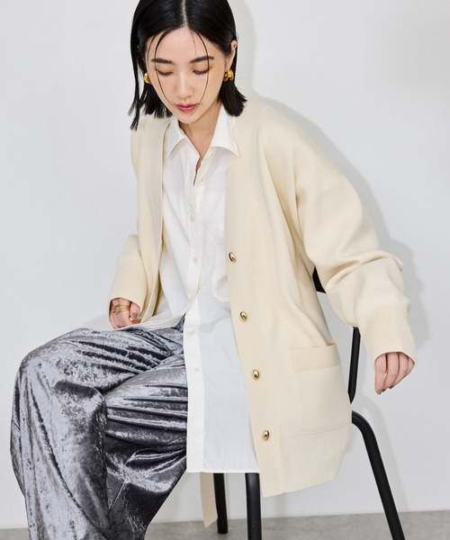 ADAM ET ROPE'(アダムエロペ)の「【サステナブル】・【定番】マルチWAYベルテッドミドルカーディガン(カーディガン/ボレロ・レディース・ピンク/キナリ/ダークブラウン・FREE)」の17枚目の写真