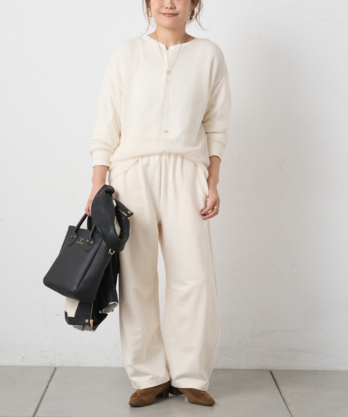 PUAL CE CIN（ピュアルセシン）の「ストレッチ裏毛カーブシルエットスウェットパンツ（スウェットパンツ・レディース・ブラウン/ベージュ/アイボリー・FREE）」の21枚目の写真