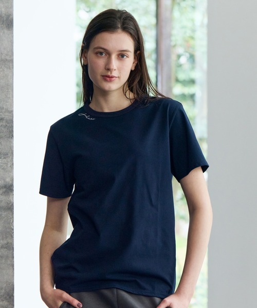 Julier Yoga and Relax（ジュリエヨガアンドリラックス）の「Julier コンディショニングTee（Tシャツ/カットソー・レディース・ホワイト/ネイビー・1/2）」の2枚目の写真