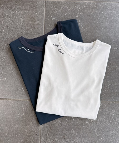 Julier Yoga and Relax（ジュリエヨガアンドリラックス）の「Julier コンディショニングTee（Tシャツ/カットソー・レディース・ホワイト/ネイビー・1/2）」の3枚目の写真