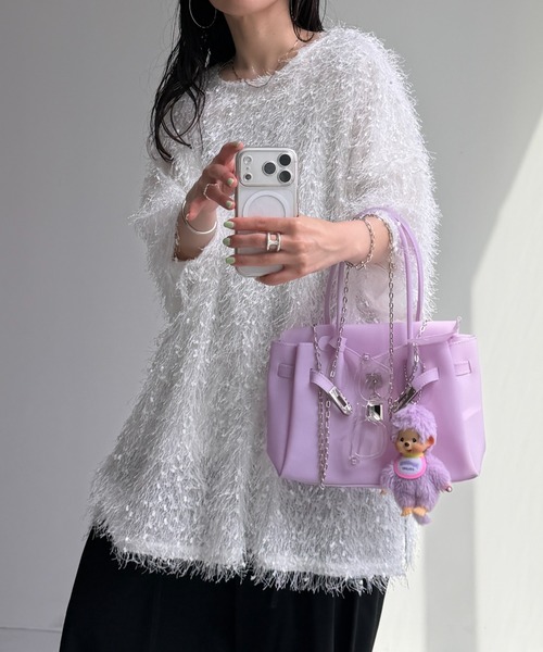 wee9s（ウィークス）の「jelly mini bag / ジェリーミニバッグ（ハンドバッグ・レディース・パープル/アイボリー/グリーン・FREE）」の3枚目の写真
