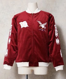 【26AW新色&新柄追加】HOUSTON ヒューストン VELVETEEN SOUVENIR JACKET 別珍 スーベニア刺繍 スカジャン / アラスカベア / アラスカ地図柄 / 日本地図柄