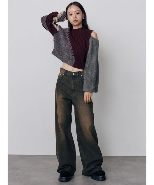 MURUA(ムルーア)の「ラメセミフレアワイドデニム 秋服(デニムパンツ・レディース・ブラック/パープル/ブルー・1/2)」の19枚目の写真