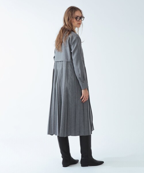 Ray BEAMS（レイビームス）の「プリーツ キリカエ シャツ ワンピース（ワンピース・レディース・シルバー/ブラック・ONE SIZE）」の5枚目の写真