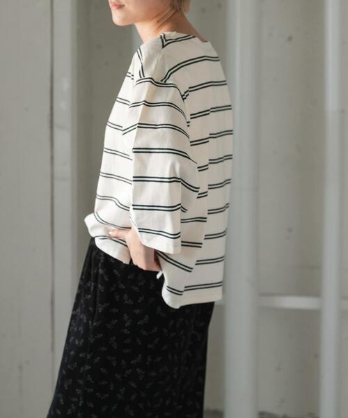 FORK&SPOON(フォークアンドスプーン)の「FORK&SPOON ワイド8分袖ボーダープルオーバー(Tシャツ/カットソー・レディース・アイボリー/グレー系その他/ホワイト系その他・1)」の5枚目の写真