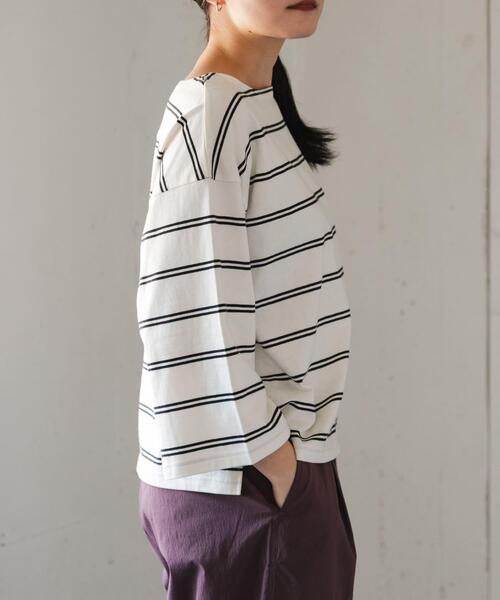 FORK&SPOON(フォークアンドスプーン)の「FORK&SPOON ワイド8分袖ボーダープルオーバー(Tシャツ/カットソー・レディース・アイボリー/グレー系その他/ホワイト系その他・1)」の8枚目の写真