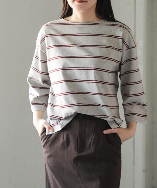 FORK&SPOON(フォークアンドスプーン)の「FORK&SPOON ワイド8分袖ボーダープルオーバー(Tシャツ/カットソー・レディース・アイボリー/グレー系その他/ホワイト系その他・1)」の12枚目の写真