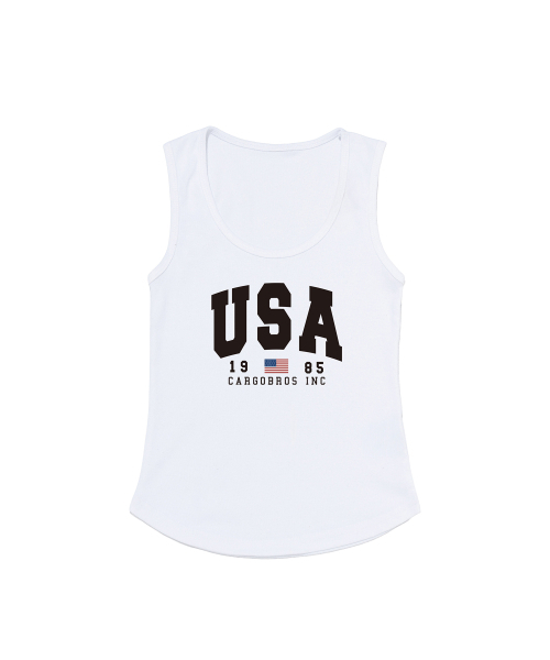 CARGOBROS FOR WOMAN(カーゴブロスフォーウィメン)の「アメリカンロゴスリムフィットスリーブレス(ホワイト)(Tシャツ/カットソー・レディース・その他・FREE)」の1枚目の写真