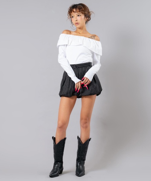 ANAP(アナップ)の「ストライプ柄ショートパンツ(その他パンツ・レディース・ブラック/グレー・F)」の14枚目の写真