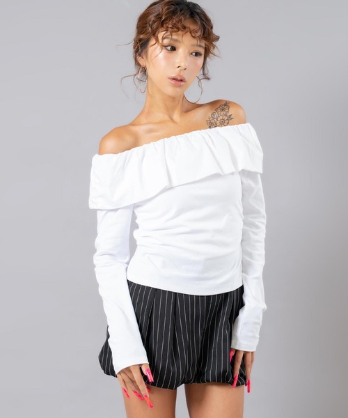 ANAP(アナップ)の「ストライプ柄ショートパンツ(その他パンツ・レディース・ブラック/グレー・F)」の5枚目の写真