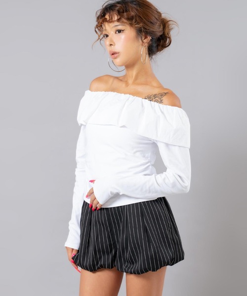 ANAP(アナップ)の「ストライプ柄ショートパンツ(その他パンツ・レディース・ブラック/グレー・F)」の7枚目の写真