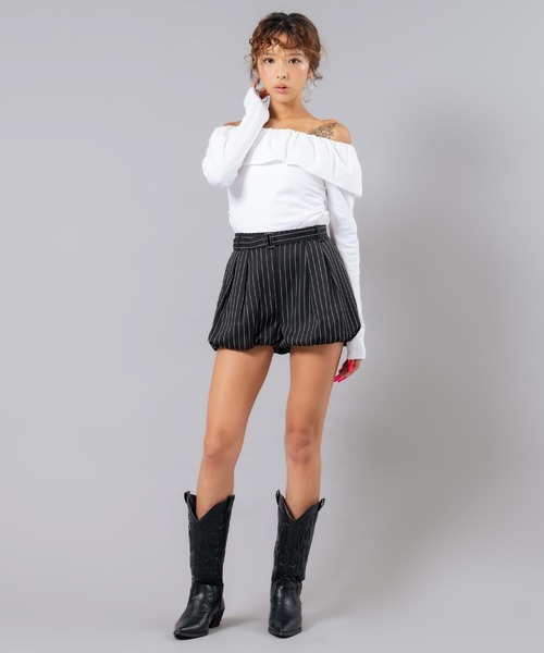 ANAP(アナップ)の「ストライプ柄ショートパンツ(その他パンツ・レディース・ブラック/グレー・F)」の12枚目の写真