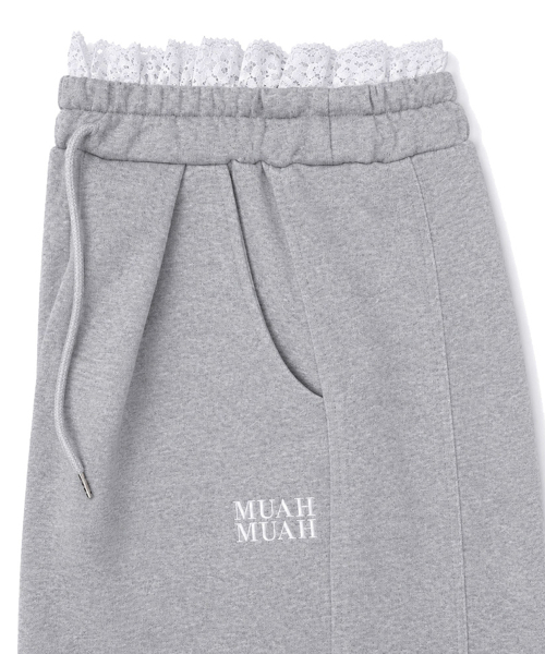 muahmuah（ムーアムーア）の「レースウエスト ワイドウエストゴムパンツ [グレー]（スウェットパンツ・レディース・その他・FREE）」の15枚目の写真