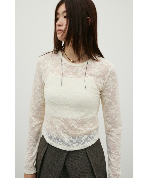 STYLEMIXER(スタイルミキサー)の「ジャガードレースカットトップ(Tシャツ/カットソー・レディース・ミント/ブラック/アイボリー・FREE)」の2枚目の写真