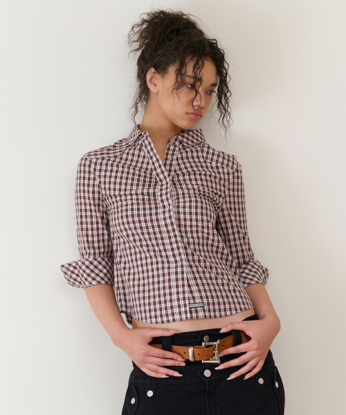 THEVINYLHOUSE(ザバイニルハウス)の「THREE-QUARTER SLEEVE SHIRTS (W) BROWN(シャツ/ブラウス・レディース・その他・SMALL/MEDIUM)」の2枚目の写真