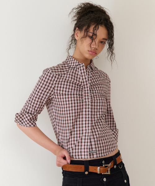 THEVINYLHOUSE(ザバイニルハウス)の「THREE-QUARTER SLEEVE SHIRTS (W) BROWN(シャツ/ブラウス・レディース・その他・SMALL/MEDIUM)」の3枚目の写真