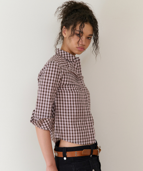 THEVINYLHOUSE(ザバイニルハウス)の「THREE-QUARTER SLEEVE SHIRTS (W) BROWN(シャツ/ブラウス・レディース・その他・SMALL/MEDIUM)」の4枚目の写真