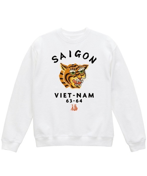 Ol' Basics(オールベーシックス)の「Ol' Basics(オール・ベーシックス) トレーナー レディース スウェット 虎 タイガー SAIGON ロゴ プリント スウェットシャツ スエット プルオーバー トップス アメカジ ユニセックス(スウェット・レディース・ホワイト/ブラック/ミックスグレー・S)」の1枚目の写真