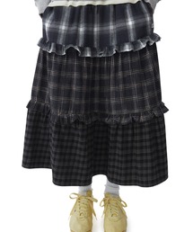 W Frill Flannel Long Skirt