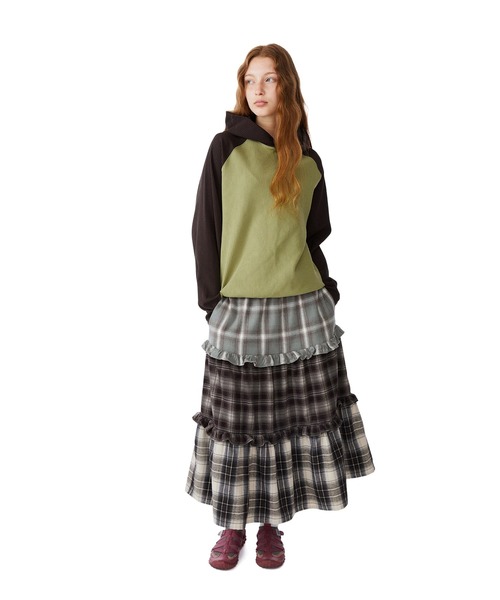 sunlovetour(サンラブツアー)の「W Frill Flannel Long Skirt(スカート・レディース・ネイビー/オリーブ/パープル・S/M)」の7枚目の写真