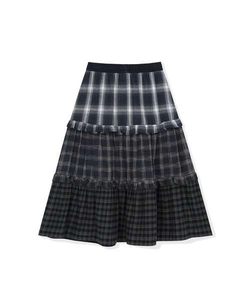 sunlovetour(サンラブツアー)の「W Frill Flannel Long Skirt(スカート・レディース・ネイビー/オリーブ/パープル・S/M)」の9枚目の写真