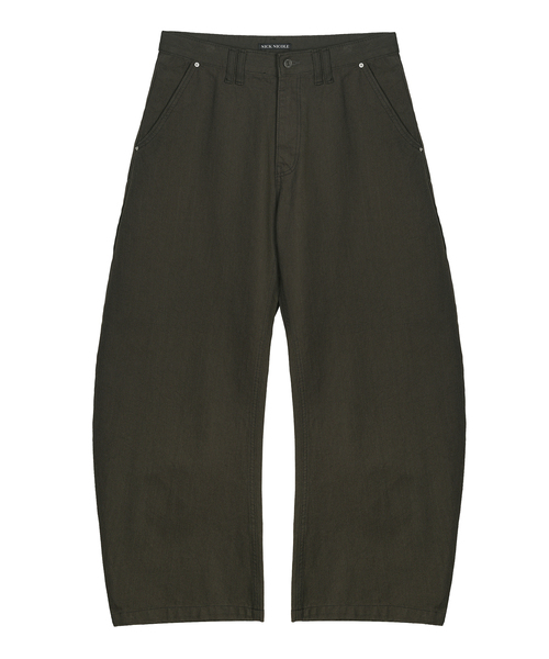NICK&NICOLE(ニックアンドニコール)の「RIVET カーブワイドパンツ_カーキ(その他パンツ・レディース・カーキ・SMALL/MEDIUM/LARGE)」の1枚目の写真