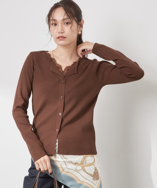 OPAQUE.CLIP(オペークドットクリップ)の「衿レースニットプルオーバー【洗濯機OK】(ニット/セーター・レディース・ブラック/ライトグレー/ダークブラウン・00)」の12枚目の写真