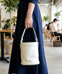 バケツバッグ 牛革 2way 巾着 ショルダー