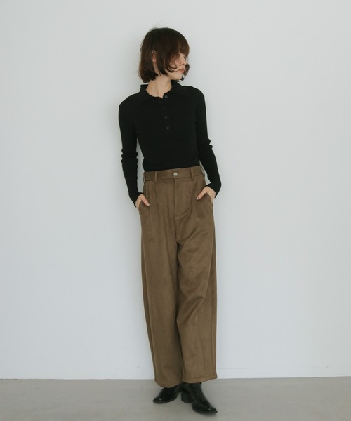 cheriella(シェリエラ)の「【cheriella】スウェードカーブパンツ SUEDE CURVE PANTS(チノパンツ・レディース・ブラック/ブラウン/アイボリー・FREE)」の18枚目の写真