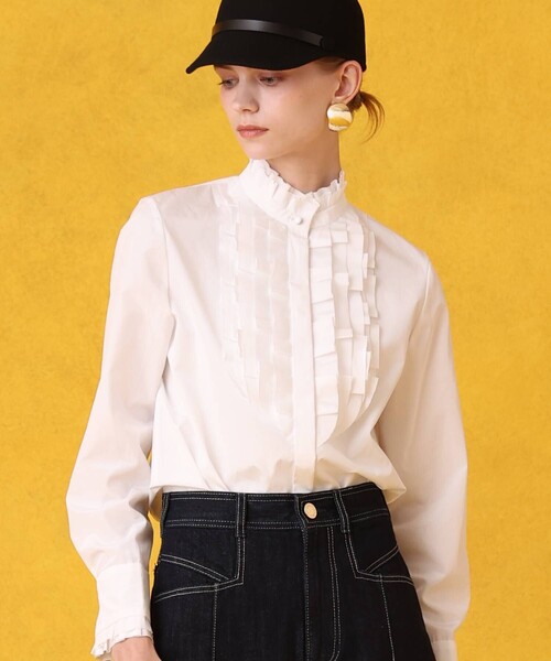 LOULOU WILLOUGHBY(ルルウィルビー)の「バイヤスタックフリルブラウス(シャツ/ブラウス・レディース・ホワイト・1)」の1枚目の写真