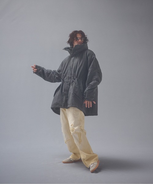 ADAM PATEK（アダムパテック）の「ADAMPATEK/dyed still astex mods mid coat/アステックス染めモンスターモッズコート（モッズコート・メンズ・カーキ/ブラック・1/2）」の14枚目の写真