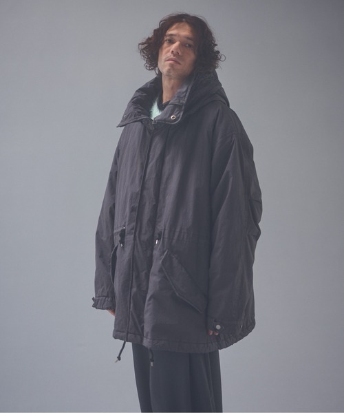 ADAM PATEK（アダムパテック）の「ADAMPATEK/dyed still astex mods mid coat/アステックス染めモンスターモッズコート（モッズコート・メンズ・カーキ/ブラック・1/2）」の5枚目の写真