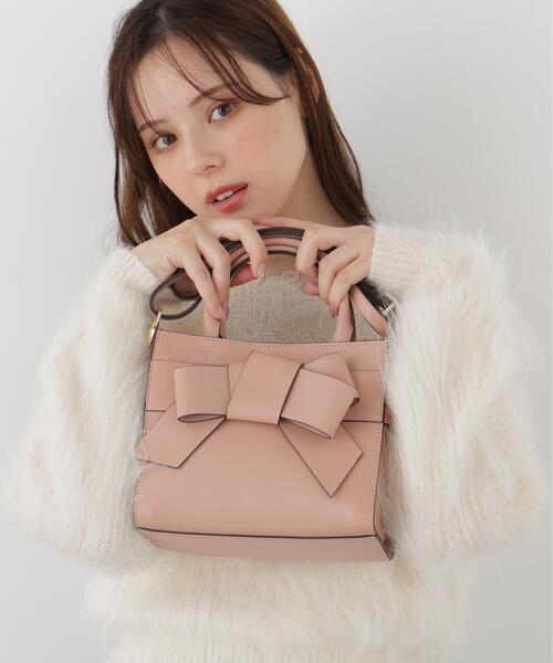 PROPORTION BODY DRESSING(プロポーションボディドレッシング)の「フロントリボンスクエアバッグ / 1216281100(ハンドバッグ・レディース・オフホワイト/ピンク/ブラウン/ブラック・フリ-)」の4枚目の写真