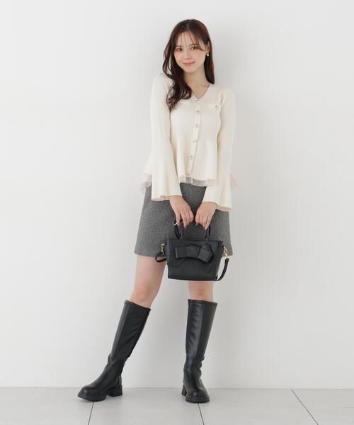 PROPORTION BODY DRESSING(プロポーションボディドレッシング)の「フロントリボンスクエアバッグ / 1216281100(ハンドバッグ・レディース・オフホワイト/ピンク/ブラウン/ブラック・フリ-)」の5枚目の写真