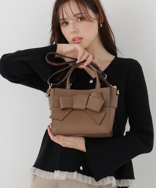 PROPORTION BODY DRESSING(プロポーションボディドレッシング)の「フロントリボンスクエアバッグ / 1216281100(ハンドバッグ・レディース・オフホワイト/ピンク/ブラウン/ブラック・フリ-)」の8枚目の写真