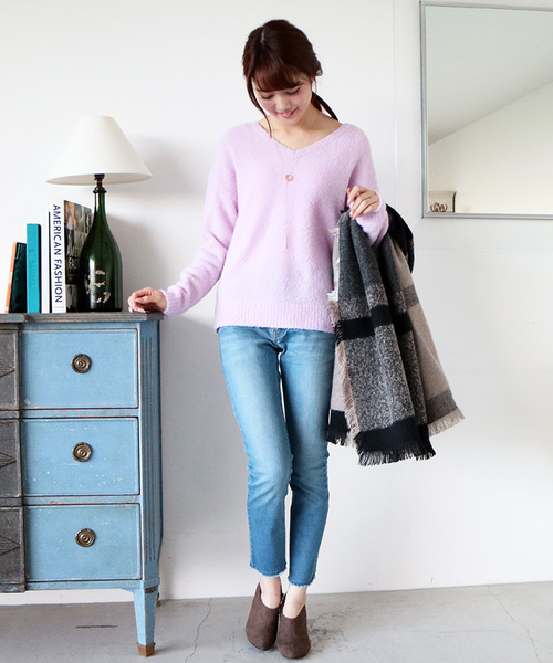 N.（N. Natural Beauty Basic）（エヌエヌナチュラルビューティーベーシック）の「フリンジスキニーデニム 「地味にスゴイ！校閲ガール・河野悦子」3話 10/19放送　本田翼さん着用（デニムパンツ・レディース・ブラック/ブルー/ネイビー・SMALL/MEDIUM）」の10枚目の写真