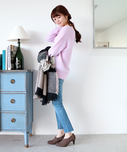 N.（N. Natural Beauty Basic）（エヌエヌナチュラルビューティーベーシック）の「フリンジスキニーデニム 「地味にスゴイ！校閲ガール・河野悦子」3話 10/19放送　本田翼さん着用（デニムパンツ・レディース・ブラック/ブルー/ネイビー・SMALL/MEDIUM）」の11枚目の写真