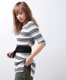 Denime | オフショル5分袖リブニット(ニット/セーター)