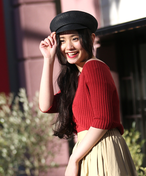 Denime（ドゥニーム）の「オフショル5分袖リブニット（ニット/セーター・レディース・ブルー系その他/レッド/ブラック系その他5・FREE）」の7枚目の写真